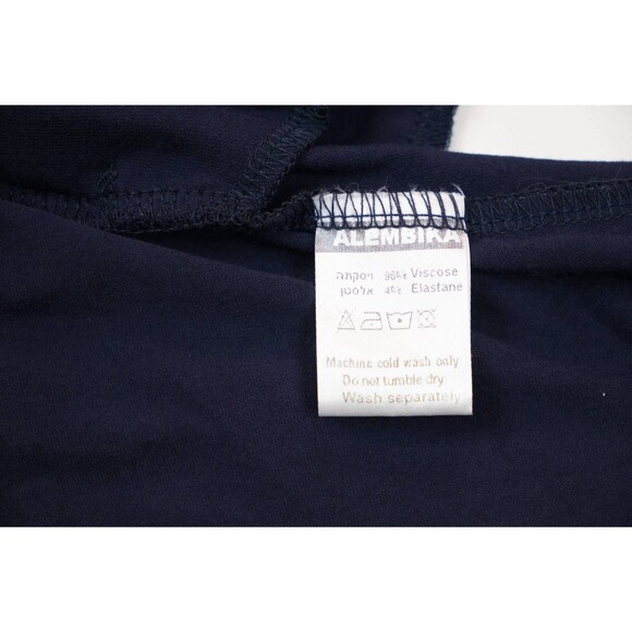 Alembika High Low Tunic Top Size 0 Navy Stretch Knit Lagenlook Pockets - Picture 3 of 4